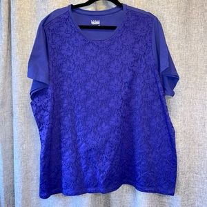 Womens 2x royal blue lace overlay tee